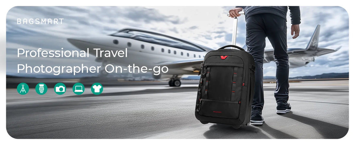 BAGSMART Rolling Camera Bag Backpack