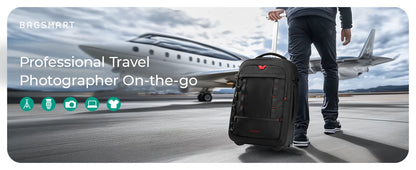 BAGSMART Rolling Camera Bag Backpack