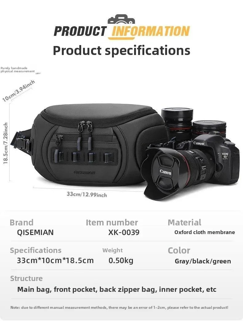 Water-Resistant DSLR Shoulder Bag for 1 Camera and 2 Lenses