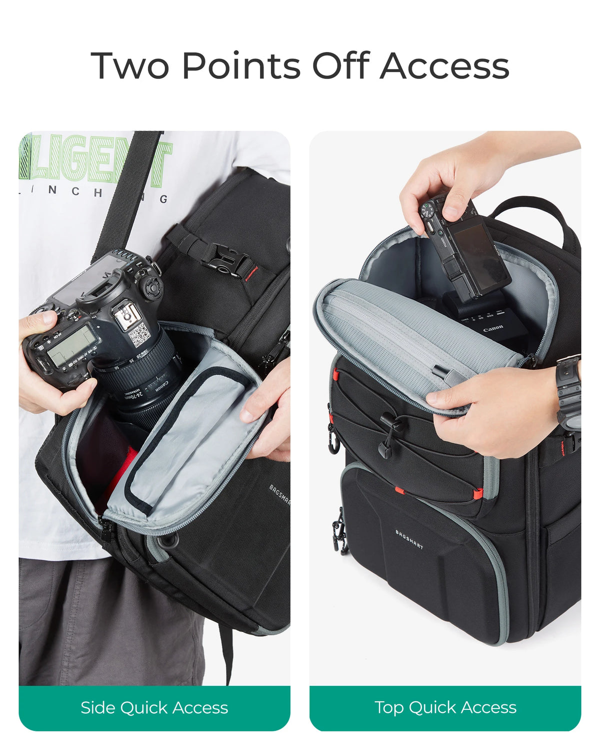 BAGSMART Camera Backpack with 15.6 Inch Laptop Compartment