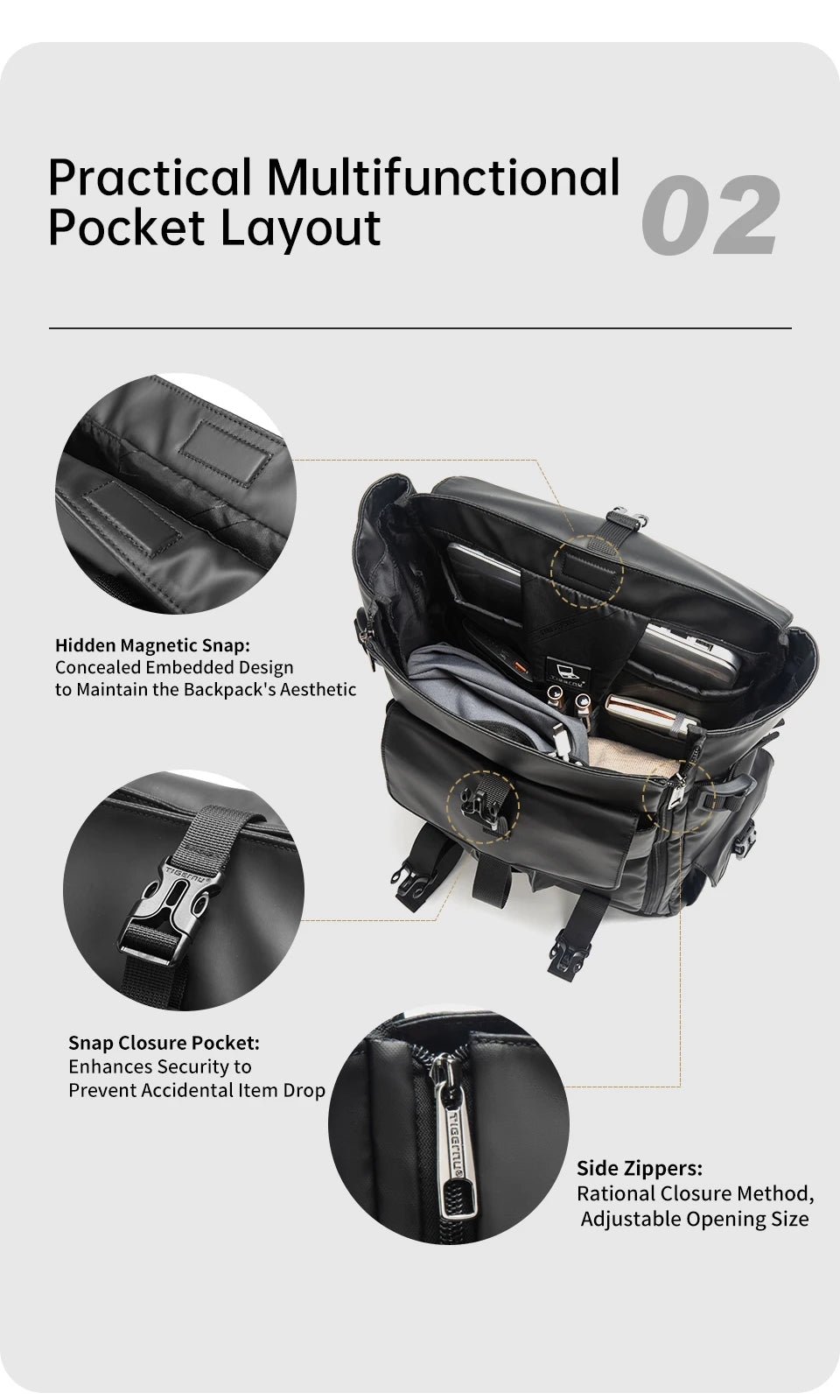 TIGERNU 15.6 Inch Laptop Travel Backpack