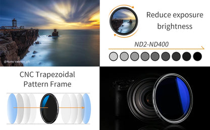 K&F Slim ND2-ND400 Variable ND Lens Filter