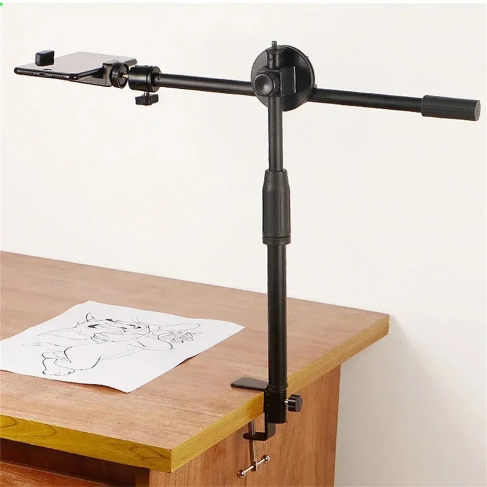 Tabletop Overhead Phone Tripod Stand with Ring Light