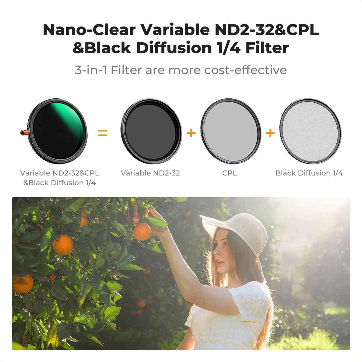 K&F Concept 3-in-1 ND/CPL/Black Mist Filter