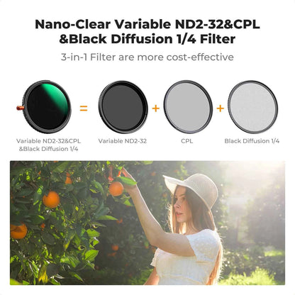 K&F Concept 3-in-1 ND/CPL/Black Mist Filter