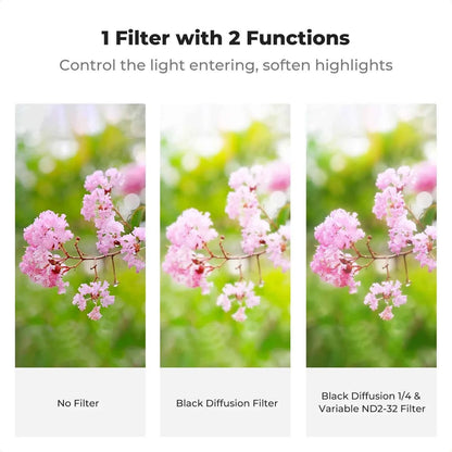 K&F CONCEPT 49-82mm Variable 2-in-1 ND2-32/Black Diffusion Mist 1/4 1/8/ND2-400/CPL/ND2-2000 3-in-1 Multi-Function Camera Filter