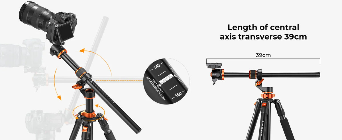 K&F 230cm Aluminium Tripod with Transverse Centre Column