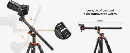 K&F 230cm Aluminium Tripod with Transverse Centre Column