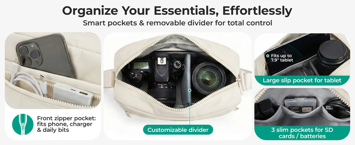 BAGSMART 2-in-1 Puffy Camera Sling Bag
