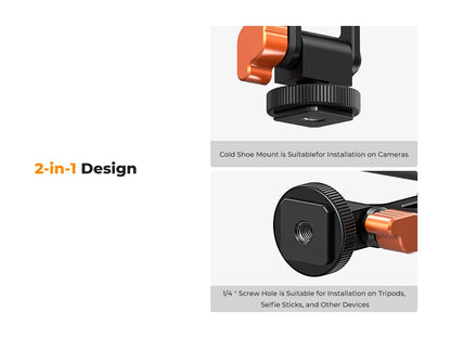 K&F Metal Phone Tripod Mount with Dual Cold Shoe