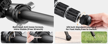 K&F X284C4 Carbon Fibre Tripod with BH-36 Ball Head