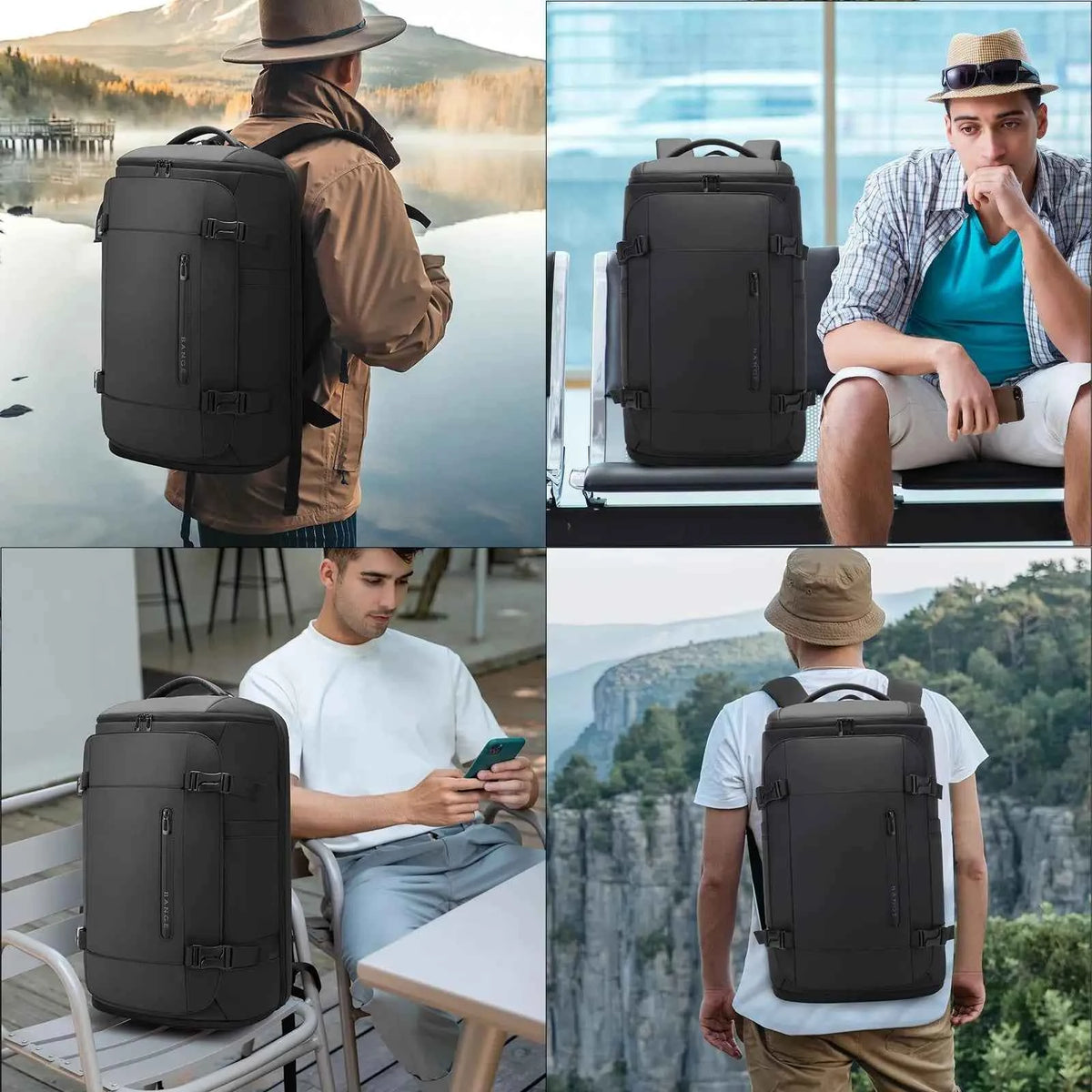 BANGE Large Travel Backpack with Shoe Compartment