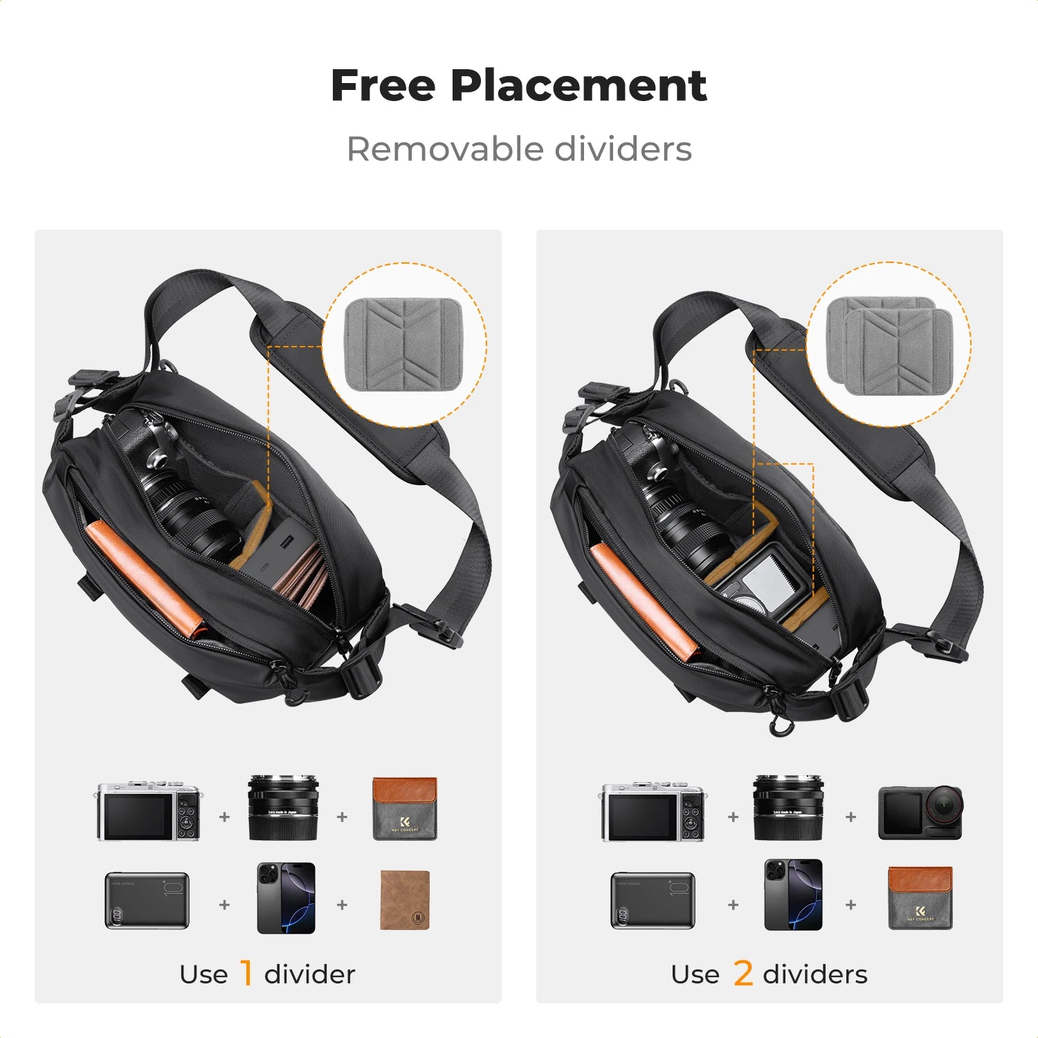K&F Concept 4L Camera Sling Bag for DSLR & Mirrorless Cameras