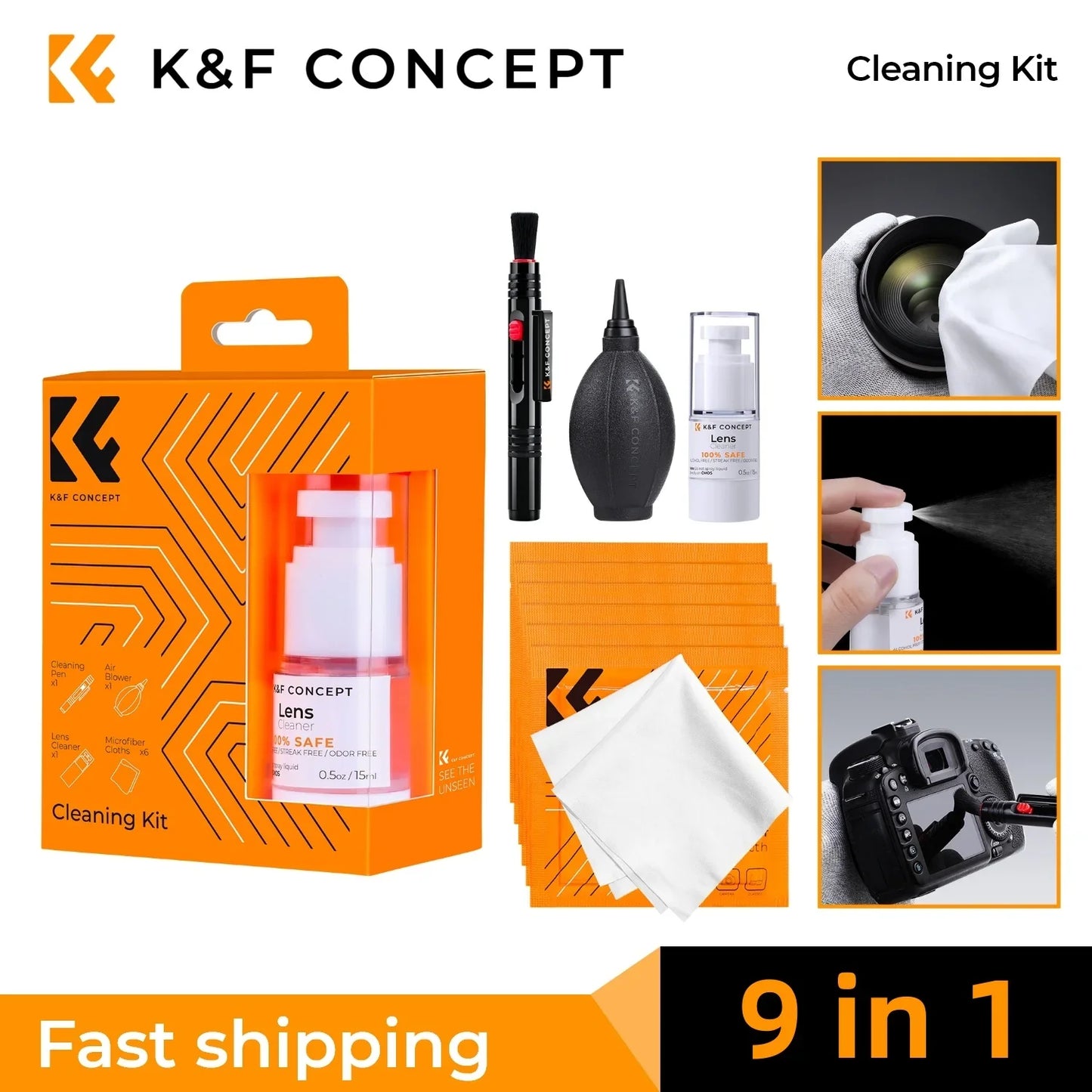 K&F Concept Camera Lens Cleaning Kit for Cameras & Screens