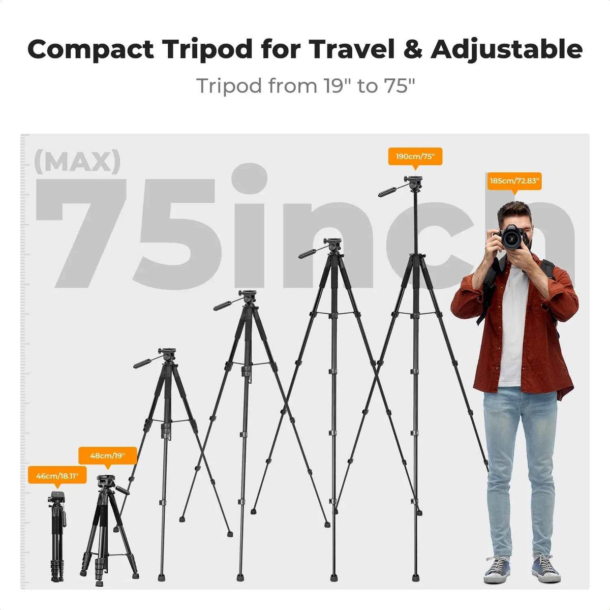 K&F S255A3 190cm Lightweight Camera Tripod