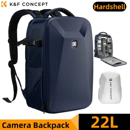 K&F CONCEPT 22L Large Capacity Camera Bag Travel Photography Hard Shell Waterproof Camera Backpack DSLR/SLR Camera Rain Cover