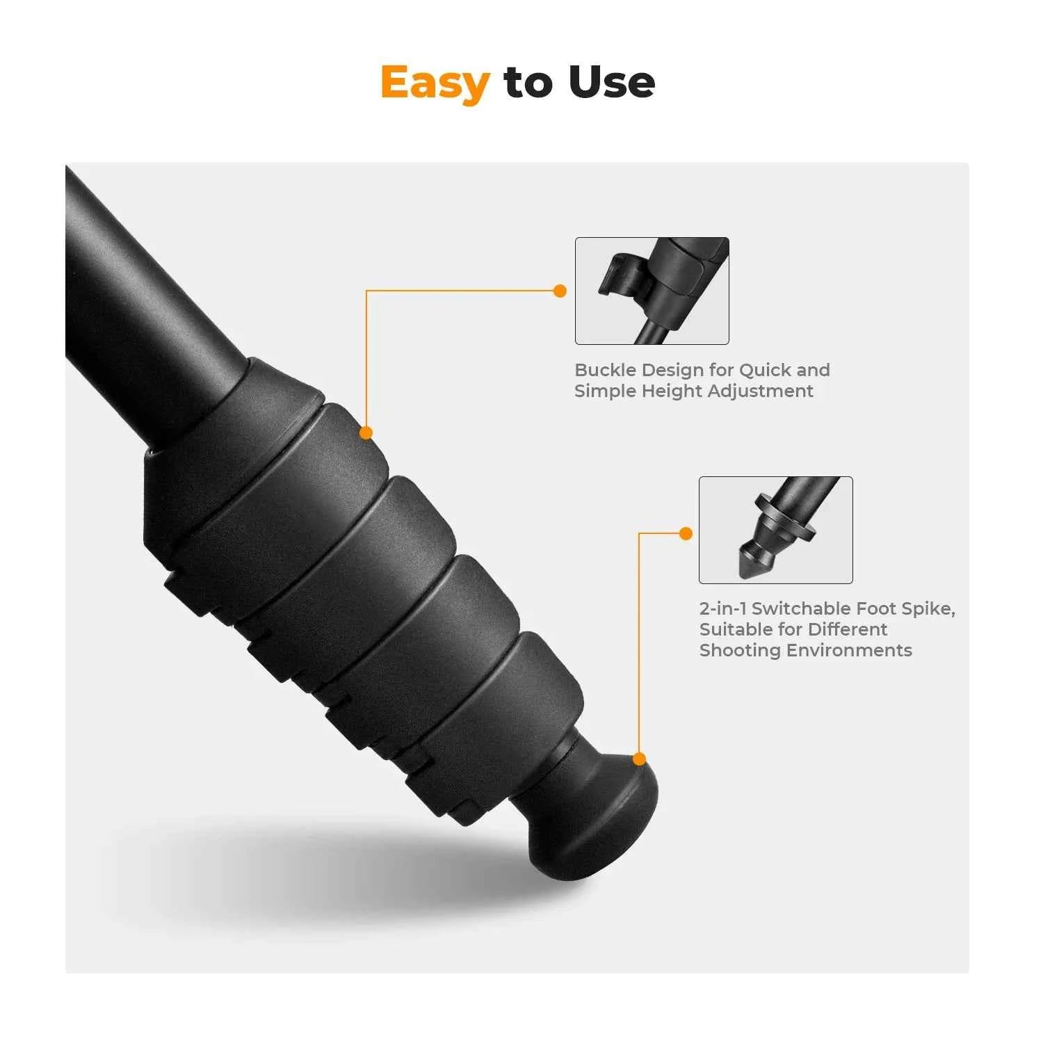 K&F CONCEPT 63'' Camera Monopod 5-Section Height Aluminum Monopod Lightweight Portable Cameras Accessories For Nikon Canon Leica
