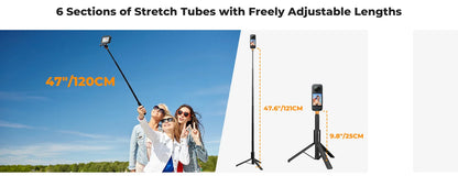 K&F 120cm Invisible Selfie Stick for Action Cameras