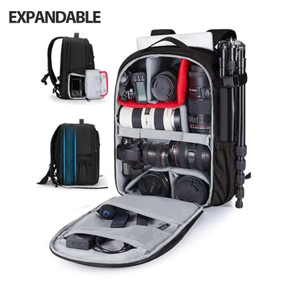 BAGSMART Expandable Camera Backpack with 15.6 Inch Laptop Compartment