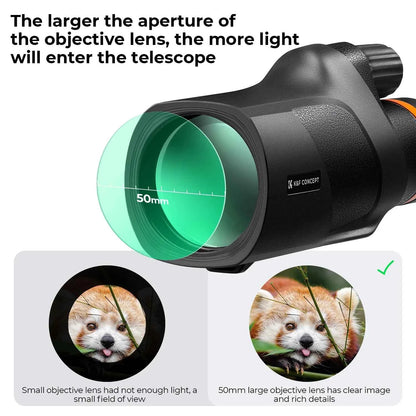K&F 12x50 Waterproof Monocular Telescope with Phone Adapter
