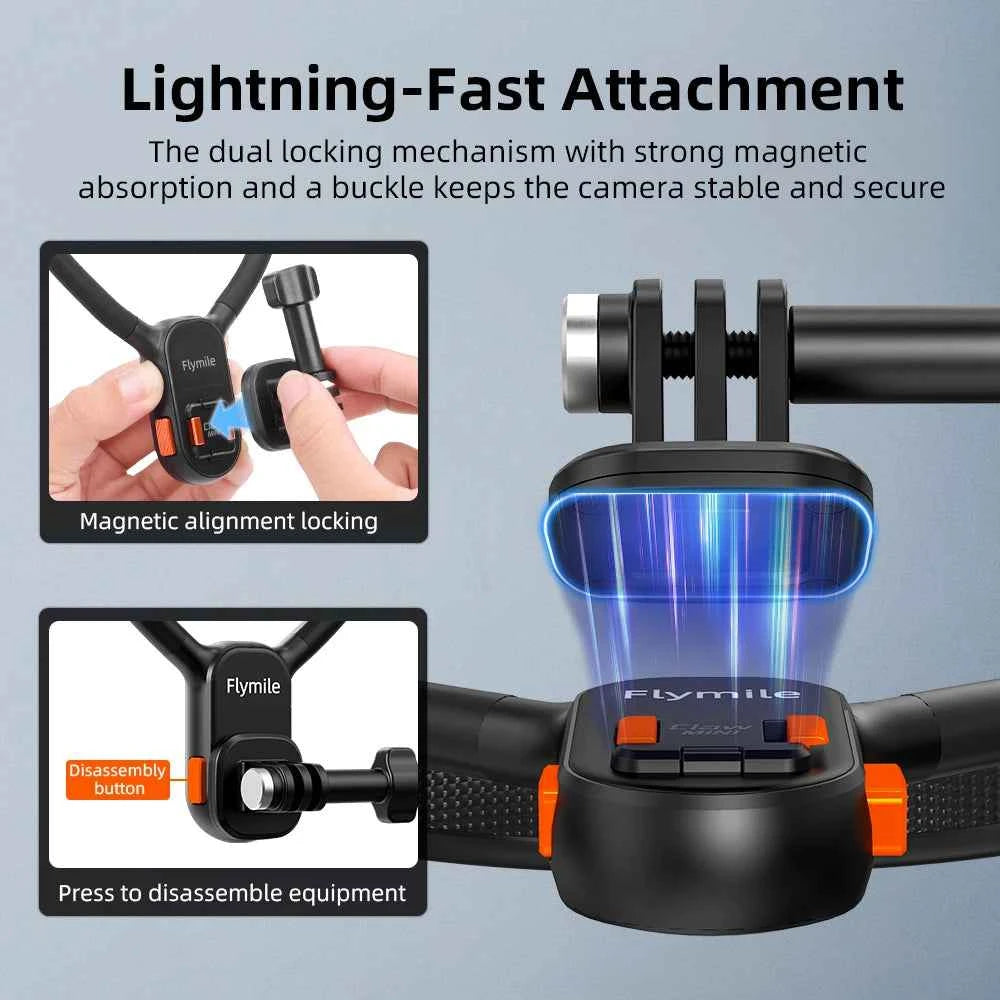 Flymile Magnetic POV Neck Mount for DJI, Insta360 & GoPro