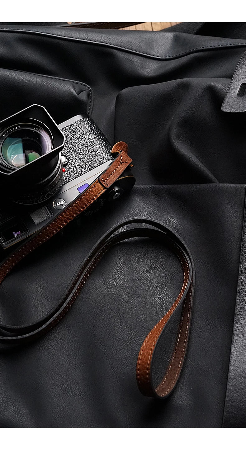 Camera Hub Essentials Genuine Leather Camera Shoulder Strap - 115 Black red brown
