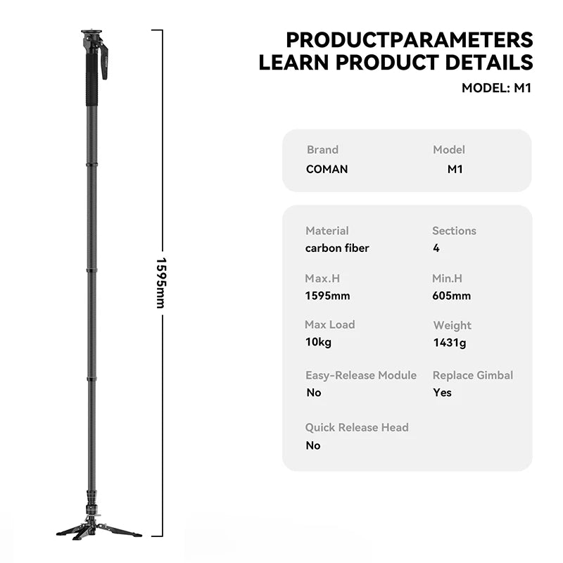 COMAN M1 Series Carbon Fibre Camera Monopod