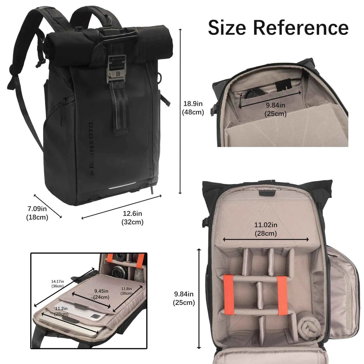 Besnfoto Waterproof Rolltop Camera Backpack