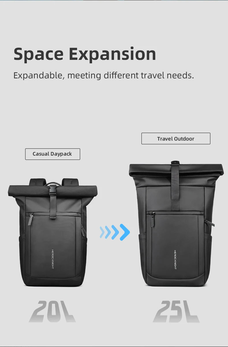 Heroic Knight Expandable Rolltop Laptop Backpack