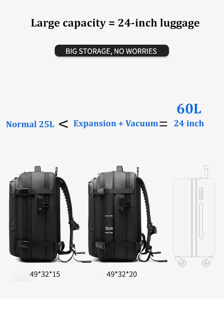 Vacuum Compression 17 Inch Laptop Travel Backpack