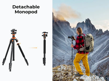 K&F Concept 80.7-Inch Aluminium Camera Tripod with 10kg Load Capacity