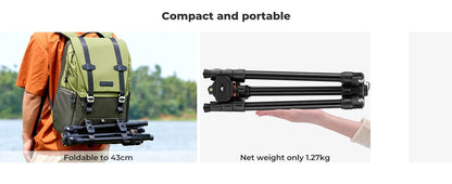 K&F 178cm Aluminium Travel Tripod with Ball Head