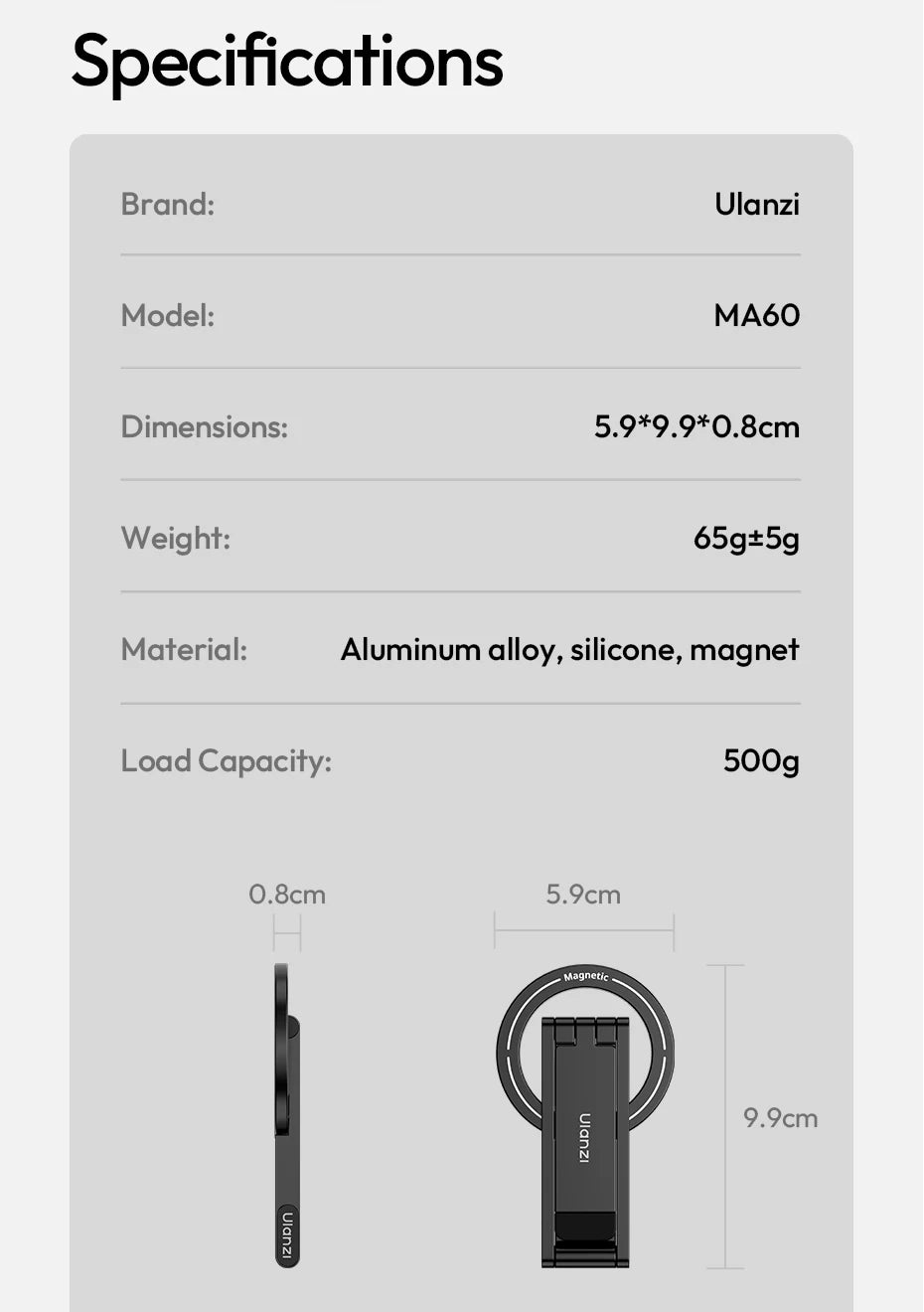 Ulanzi MA60 Ultra-Slim Magnetic Phone Tripod