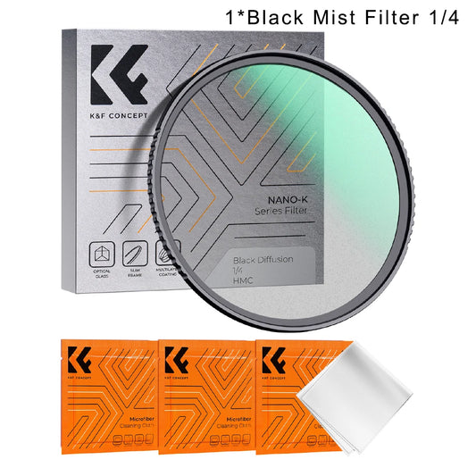 K&F Concept Black Mist Diffusion Lens Filter - 1-8 with 1-4 Set / 52mm
