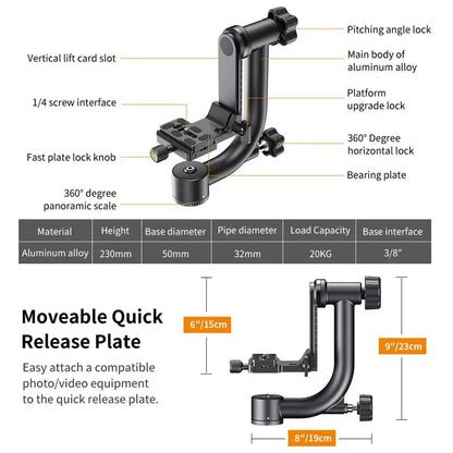 K&F 360 Degree Panoramic Gimbal Tripod Head