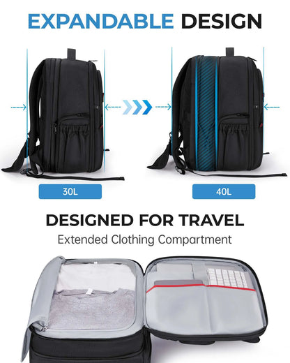 BAGSMART Expandable Camera Backpack with 15.6 Inch Laptop Compartment