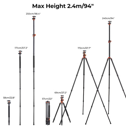 K&F Concept SA254T1 93-Inch Aluminium Monopod Tripod