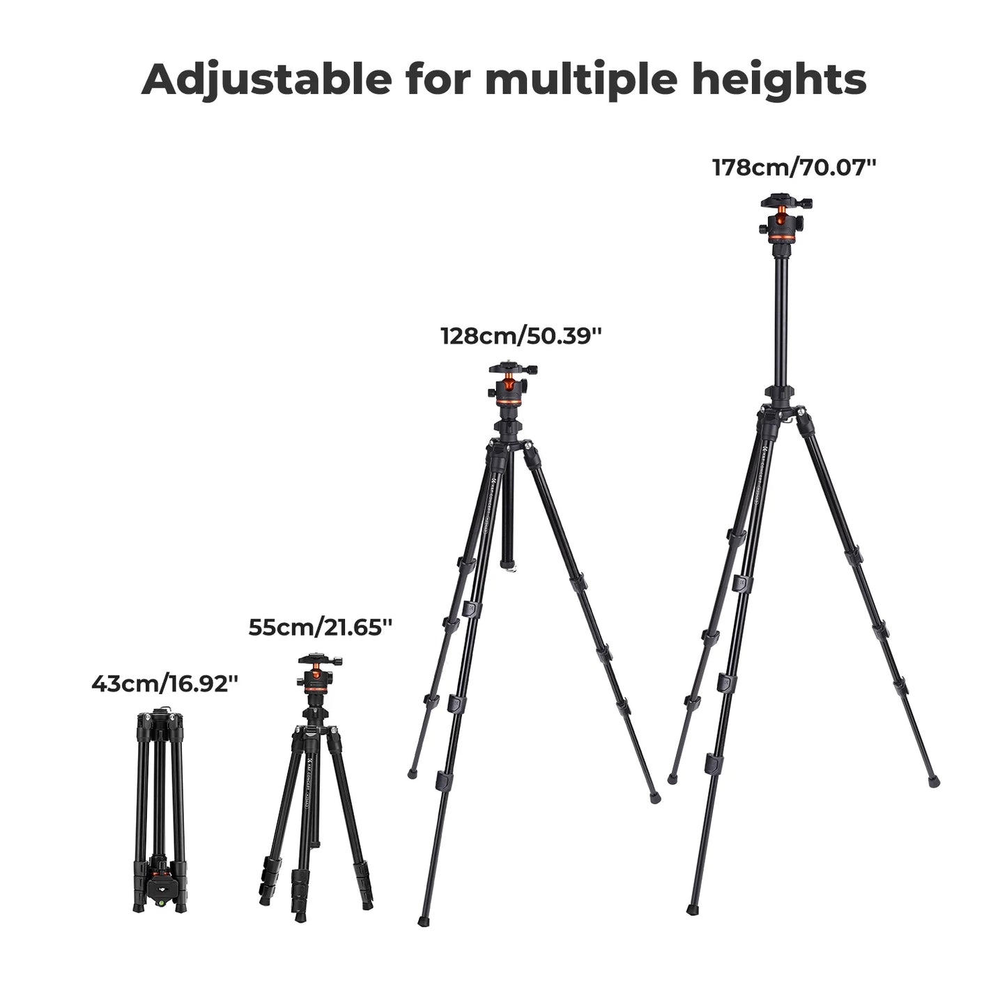 K&F 178cm Lightweight Camera Tripod with Phone Clip