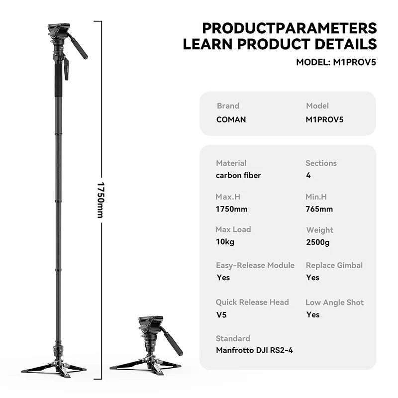 COMAN M1 Series Carbon Fibre Camera Monopod