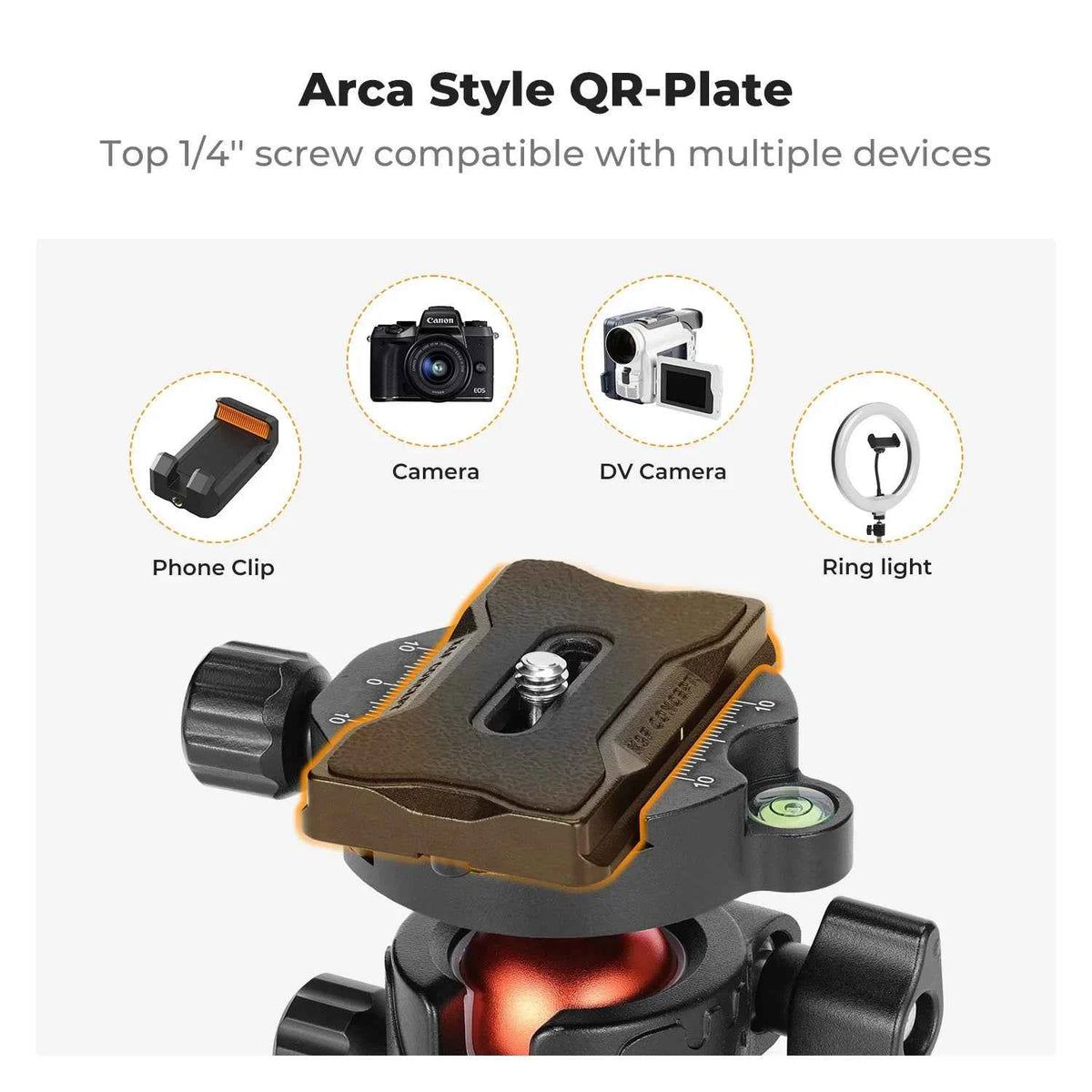 K&F 10kg Metal Tripod Ball Head with Quick Release Plate