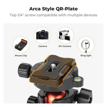 K&F 10kg Metal Tripod Ball Head with Quick Release Plate