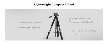 K&F S255A3 190cm Lightweight Camera Tripod