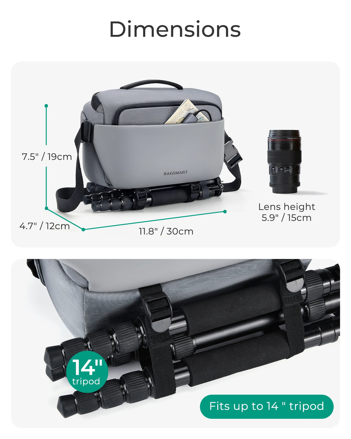 BAGSMART Camera Sling Bag with Tripod Holder
