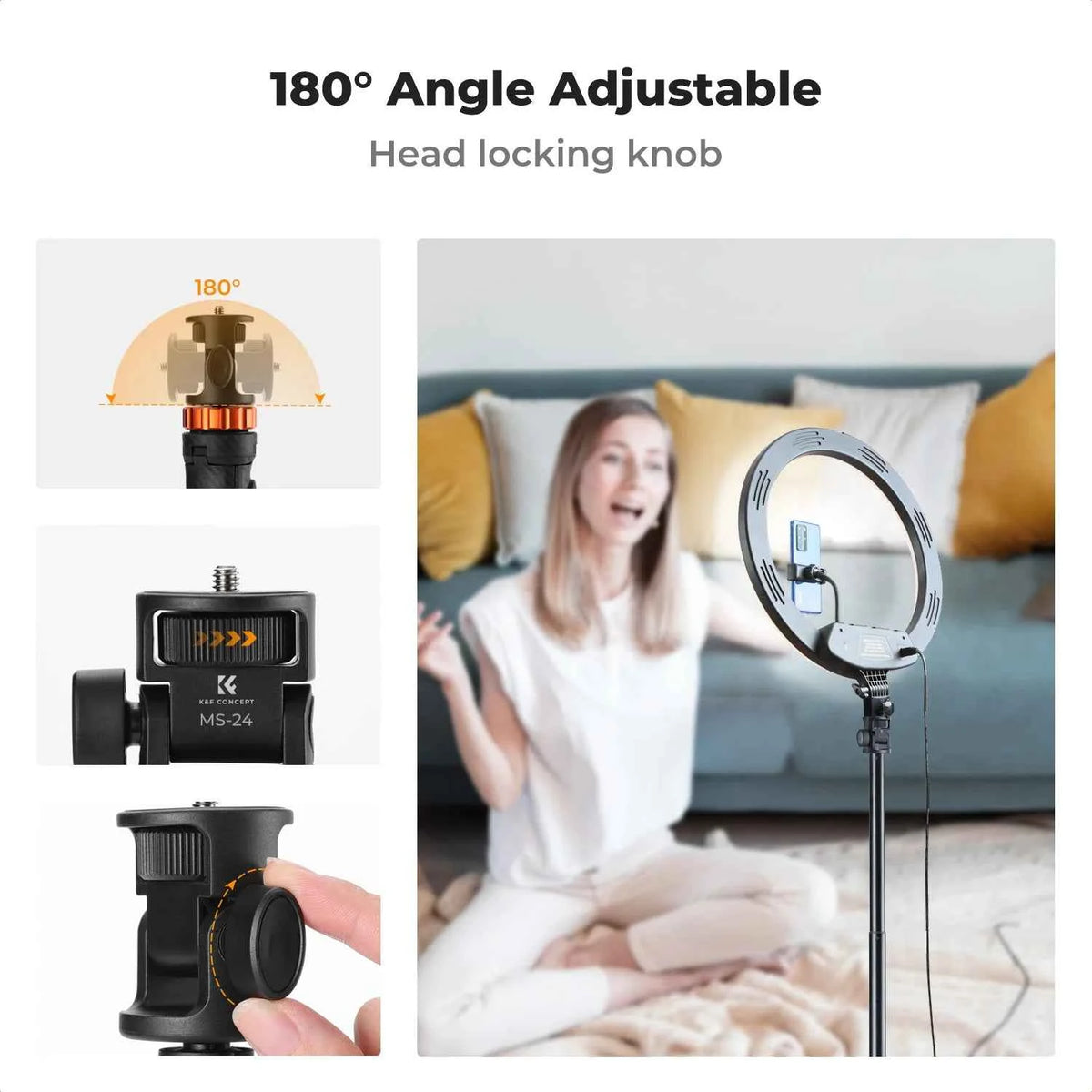 K&F MS24 175cm Phone Selfie Stick Tripod