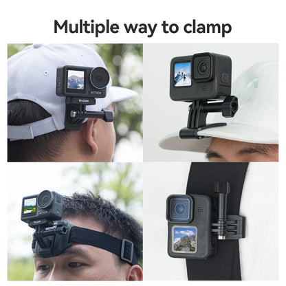 TELESIN 2-in-1 Action Camera Head Strap & Hat Clip
