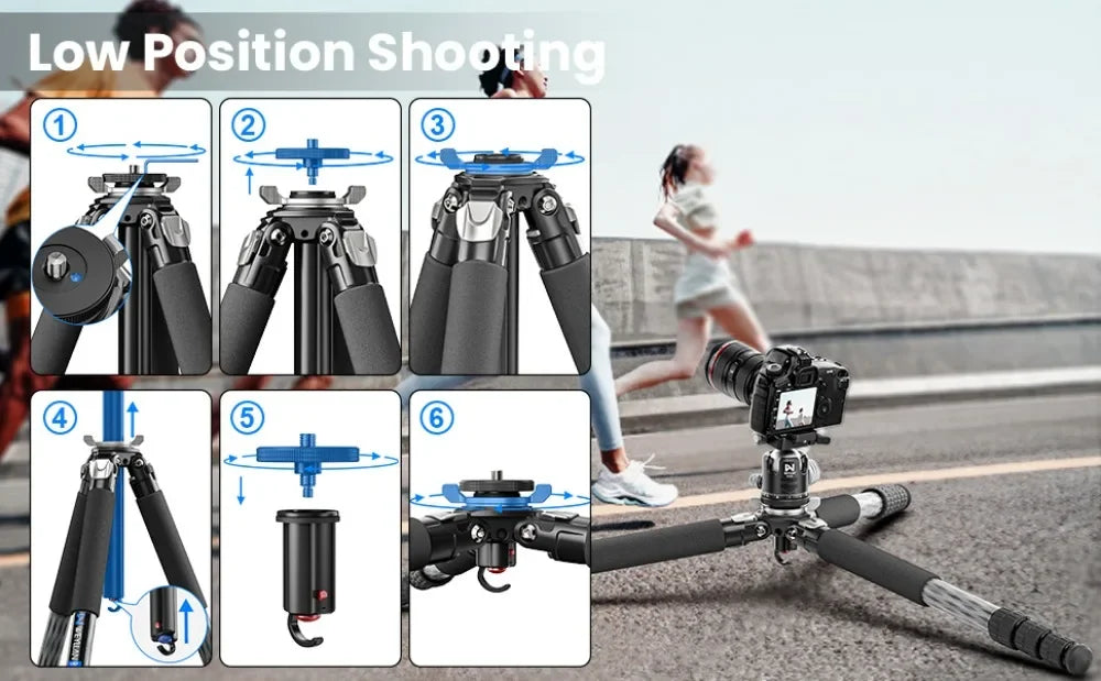 WEYLLAN UX7 Compact Carbon Fibre Travel Tripod