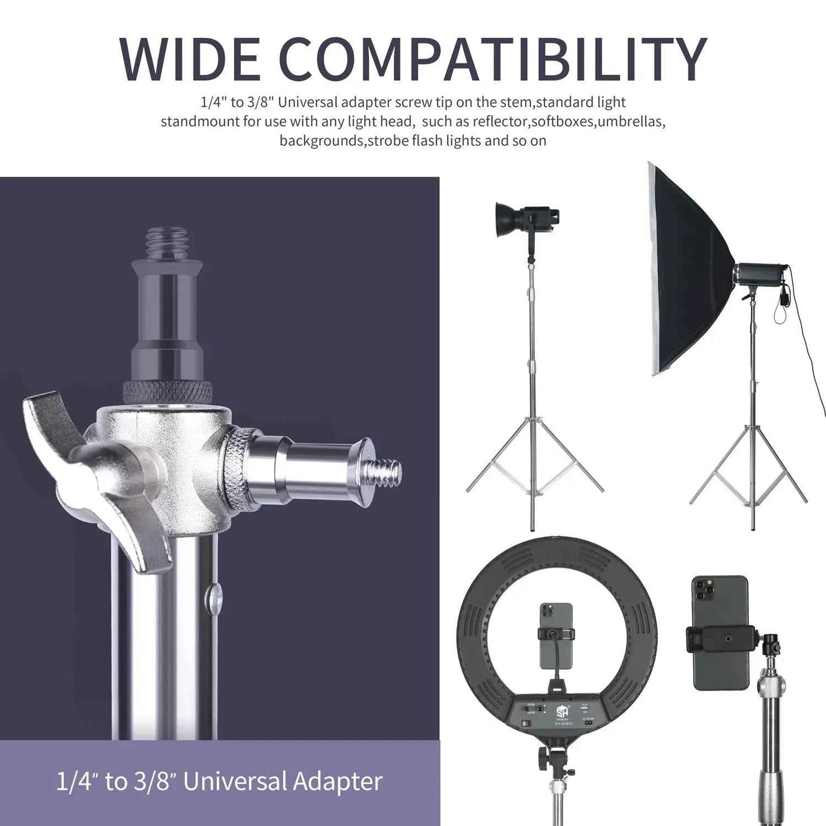Heavy-Duty Stainless Steel Photography Light Stand