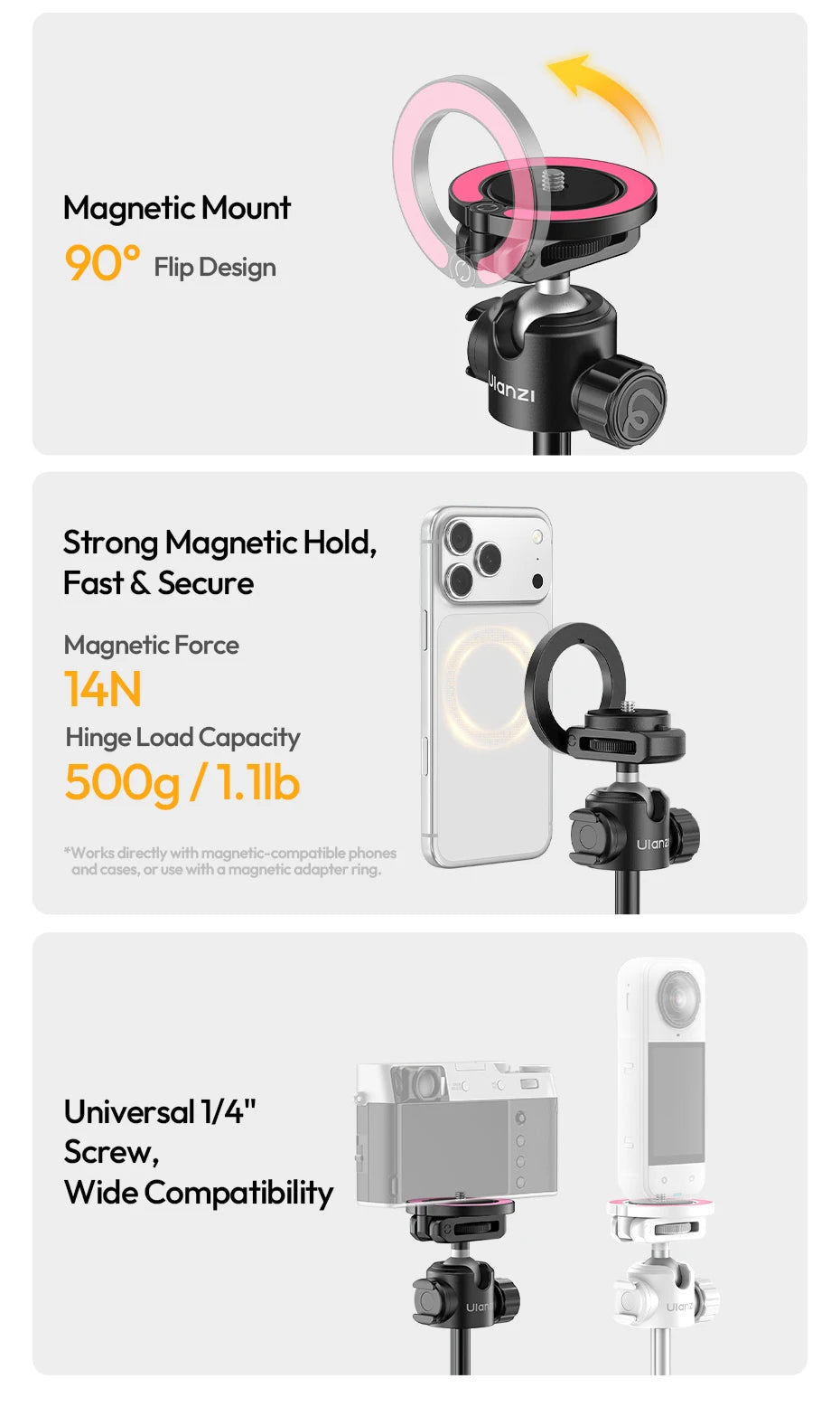 Ulanzi MT-44M Magnetic Selfie Stick & Tripod