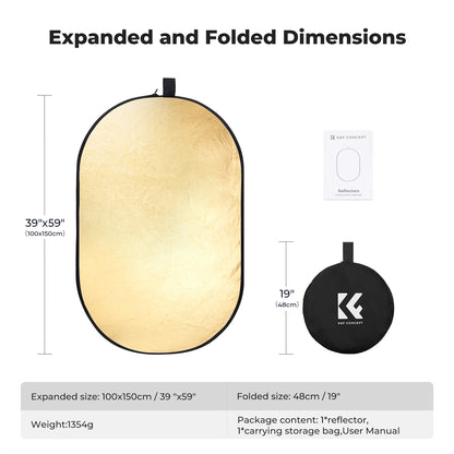 K&F Concept 5-in-1 Oval Photography Reflector