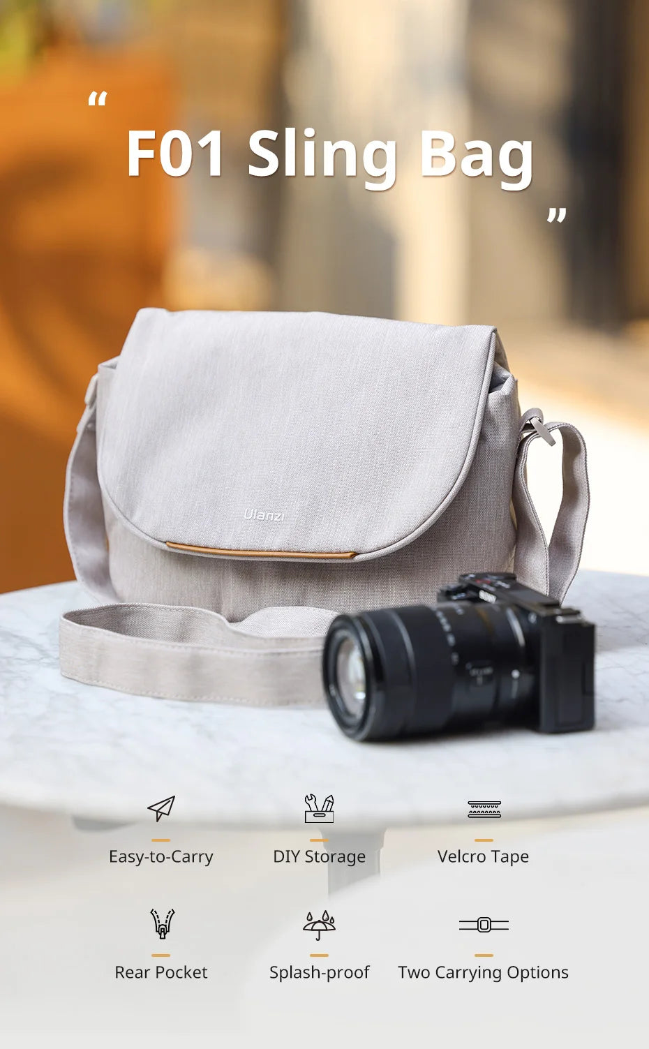 Ulanzi F01 3L Splash-Resistant Camera Sling Bag